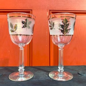 A Pair of Vintage Libbey Silver Leaf Wine Glasses